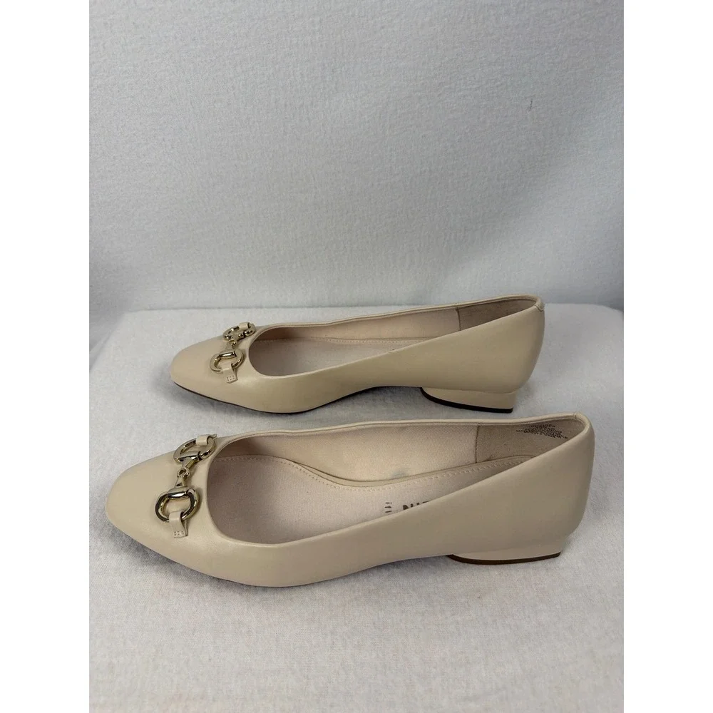 Anne Klein Arcora Cream Leather Horsebit iFlex Flats Loafer Classic Comfort